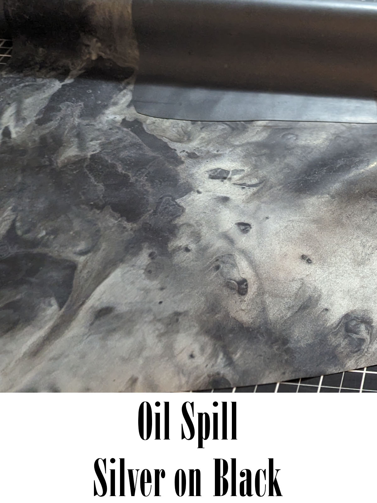 Oil Spill - Silver on Black