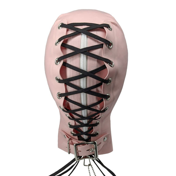 Baby pink lace up back built in simple collar