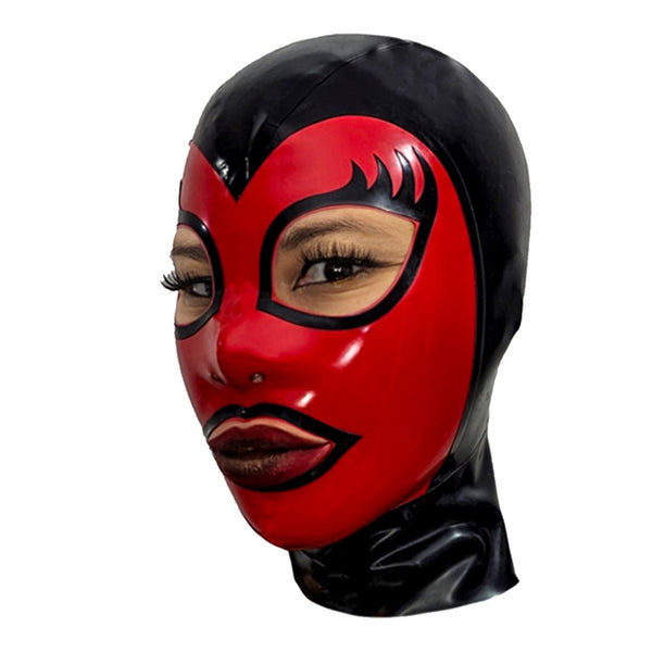 Black with Red Face HoodShown with Flared Back Wide Eye