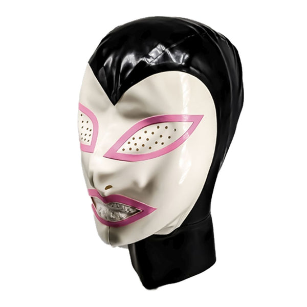Black with White Face HoodTrimmed Perforated Eyein Bubblegum Pink