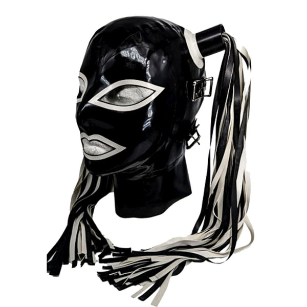 Black with white latex hair pigtails