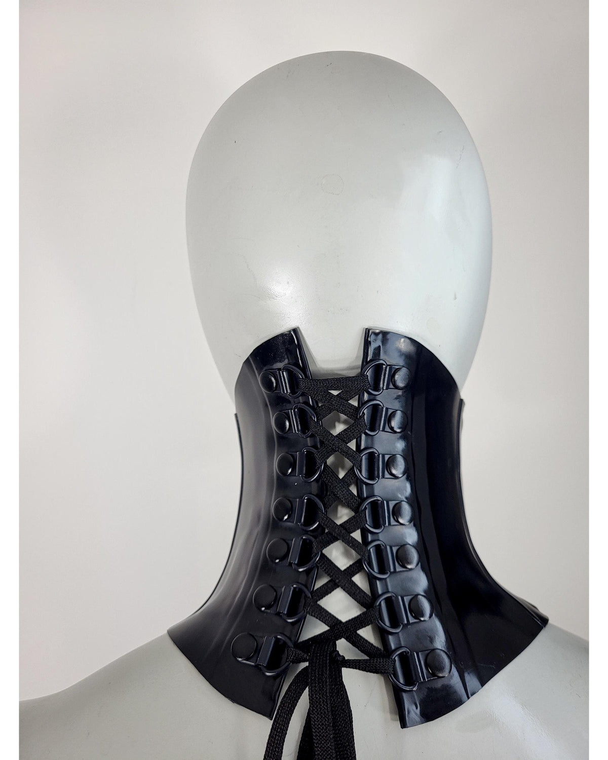 Plain Latex Neck Corset - Black Hardware