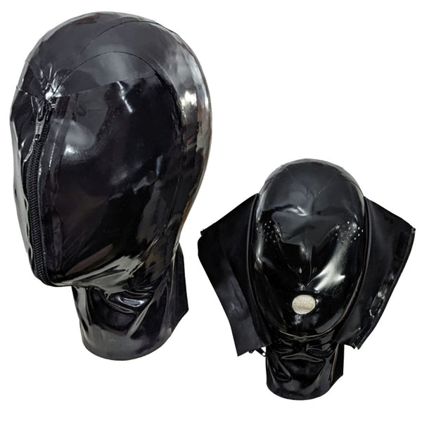 Black Breathplay Hoodwith Zipper up FaceShown with Perforated Eye & Hole Mouth