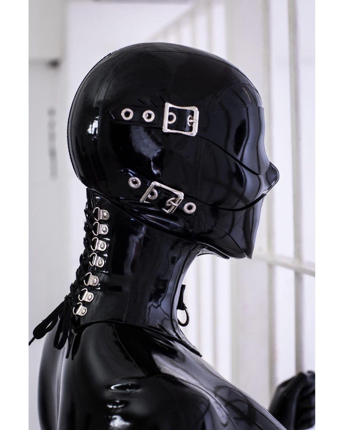 Latex Neck Corset with Front D-Ring