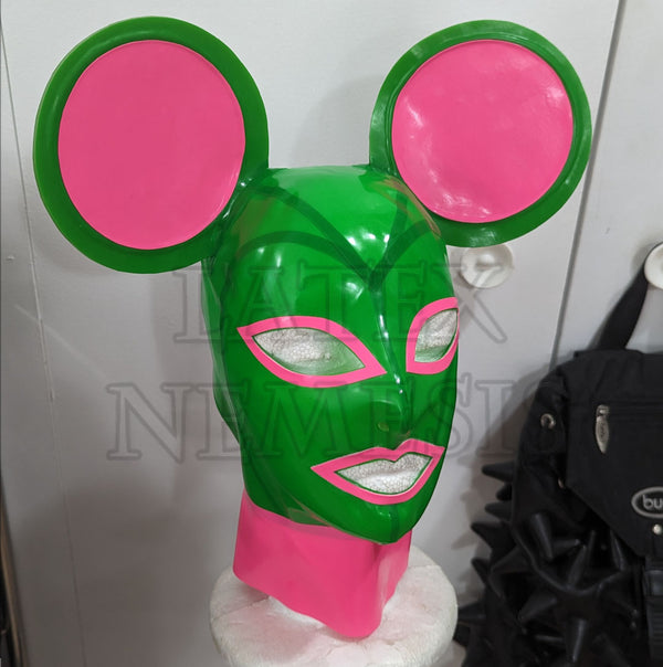Custom Mickey Mouse Ear Hoodin Vibrant Greenand Vibrant Pink Trim