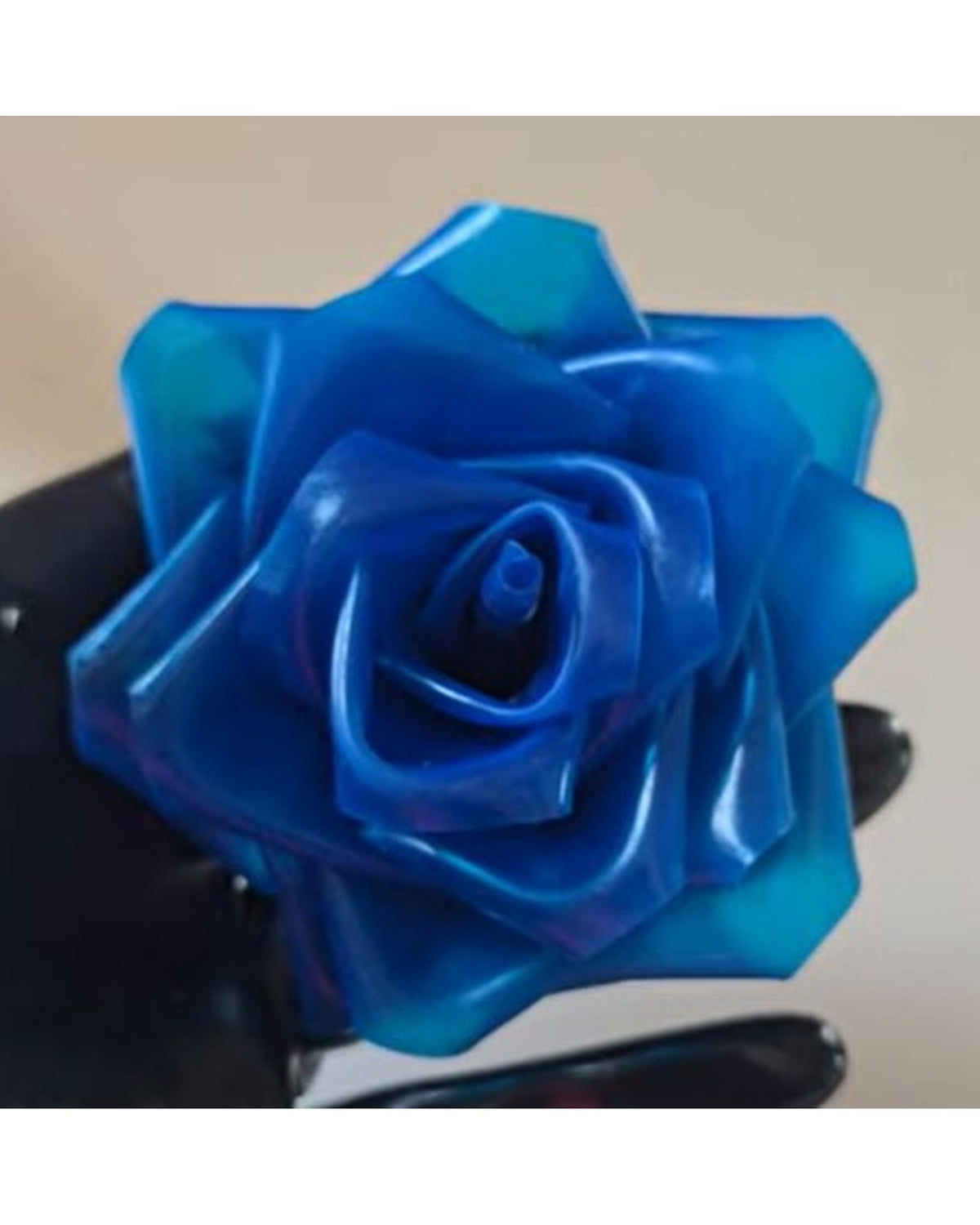 Latex Rose Hair Clip - Trans Blue