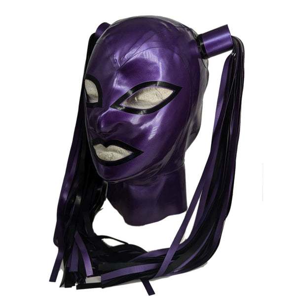 Pearlsheen Purple with Black TrimLatex Pigtails Hair Hood