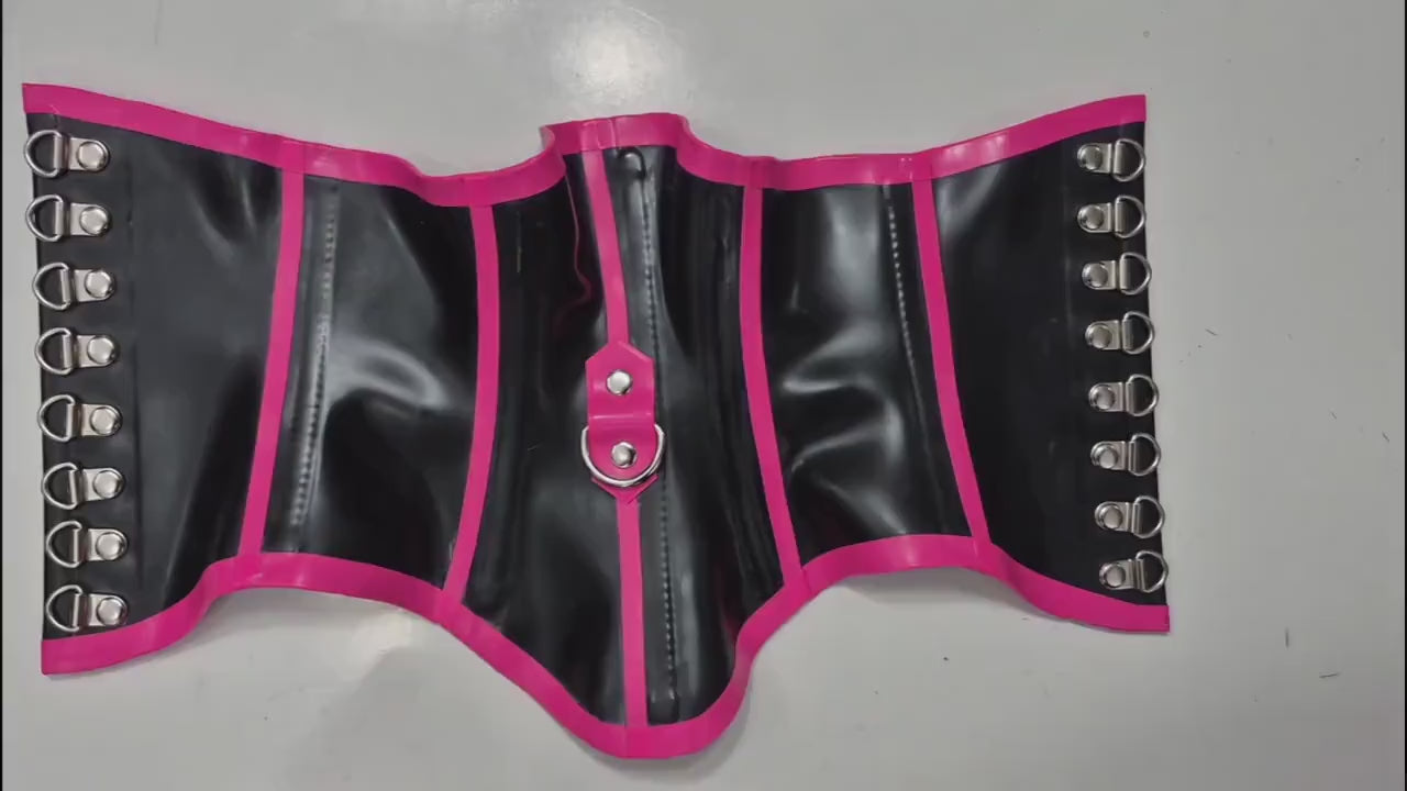 Fully Trimmed Latex Neck Corset - video