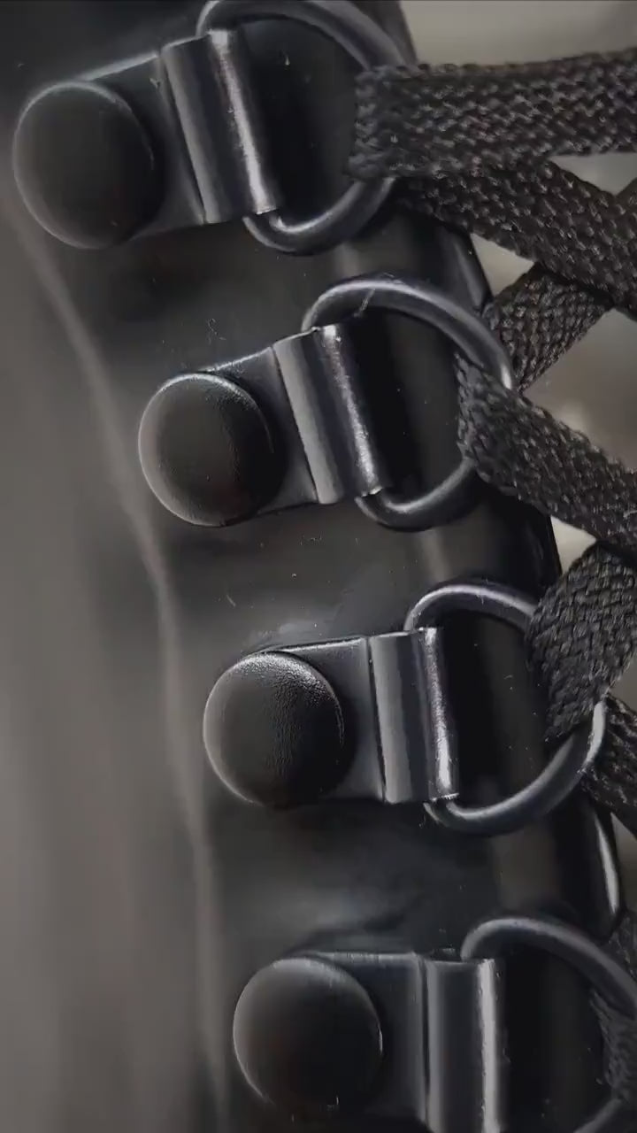 Plain Latex Neck Corset - Black Hardware - video