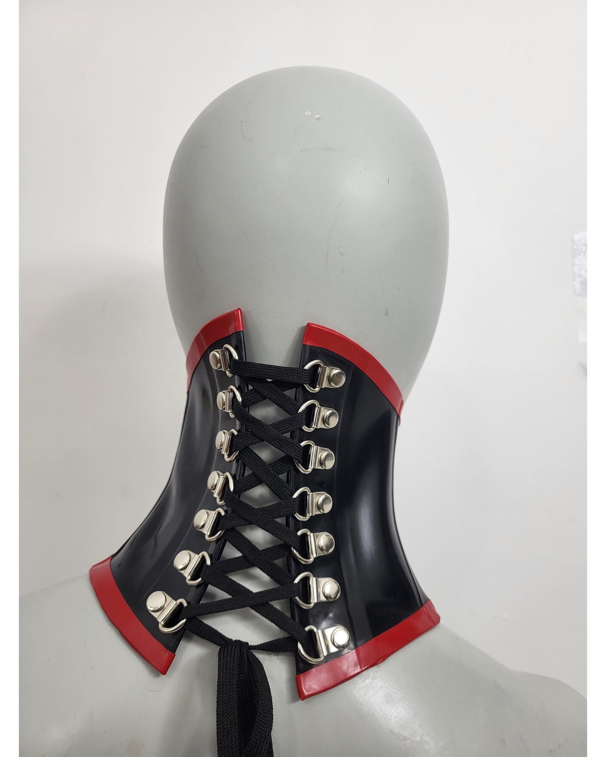 Red Trim Latex Neck Corset