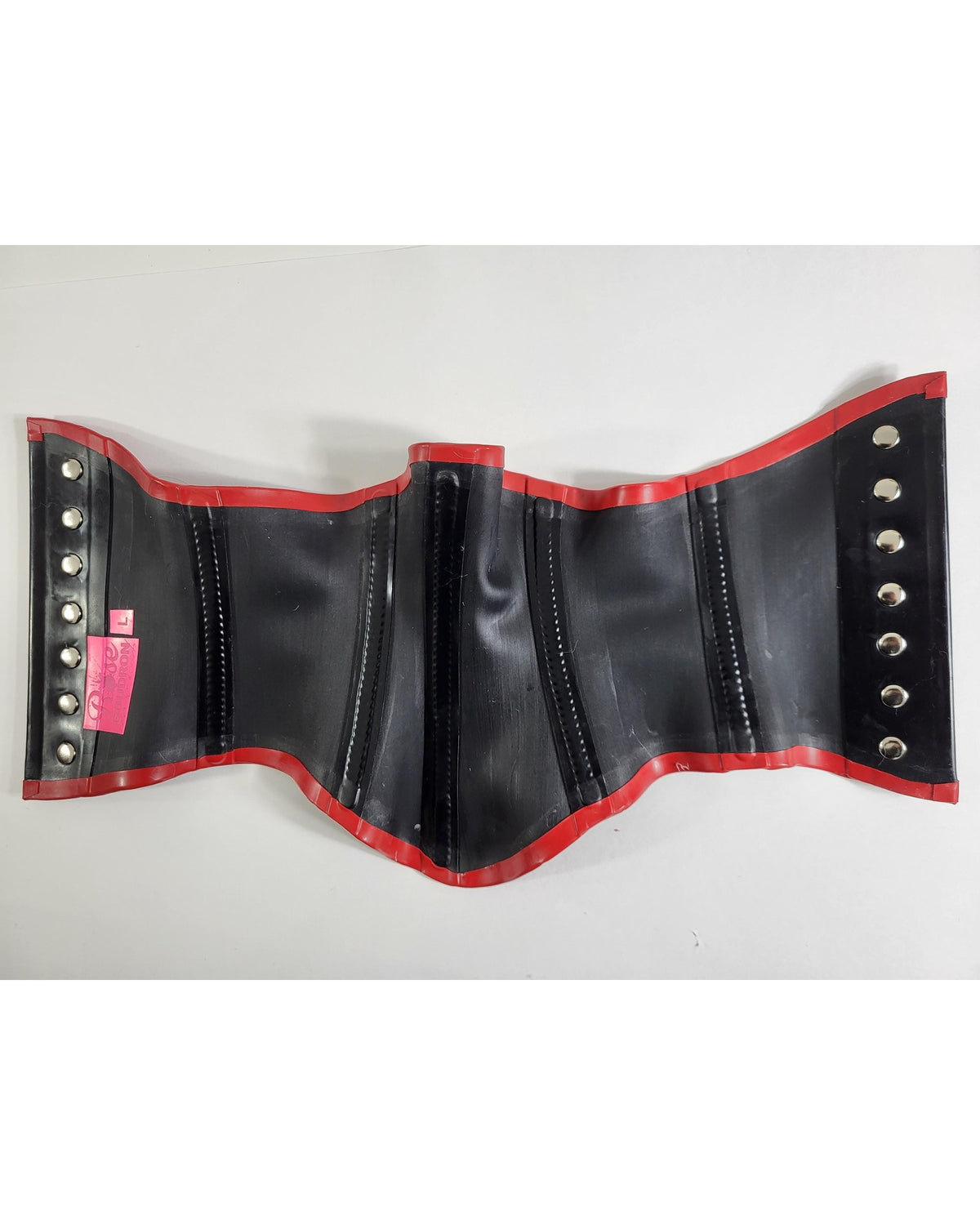 Red Trim Latex Neck Corset