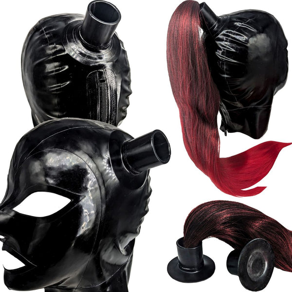 Removable hair tube on hood with hair magnetic pigtails ponytail