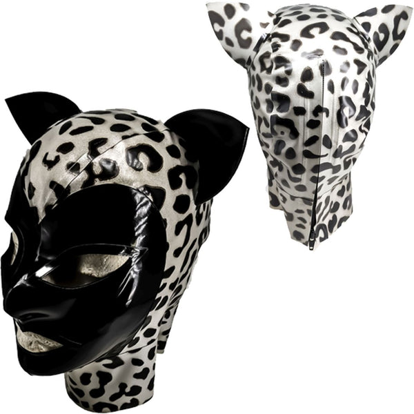 Silver Leopard with Black FaceAnimal Kitty Ears Hood