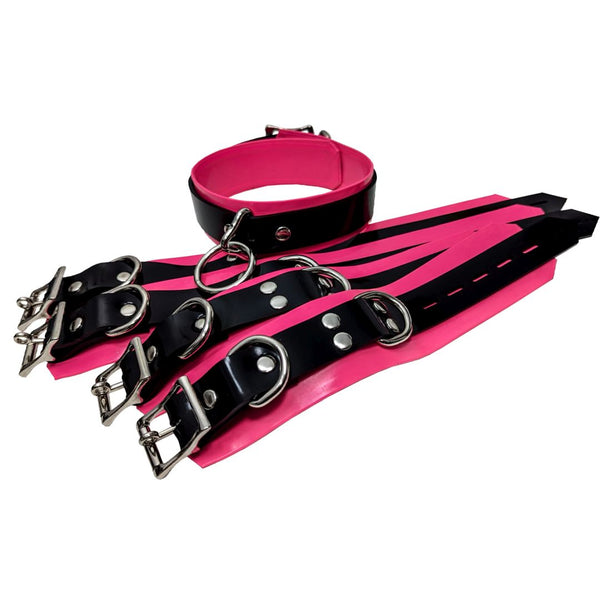 Trimmed restraints vibrant pink backer