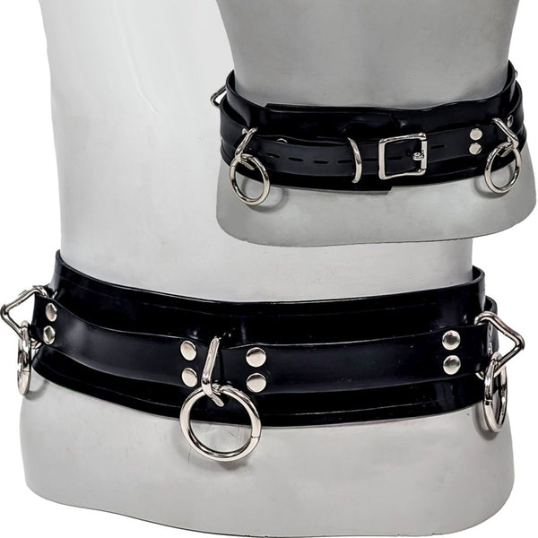 Trimmed restraints with black edge waist belt